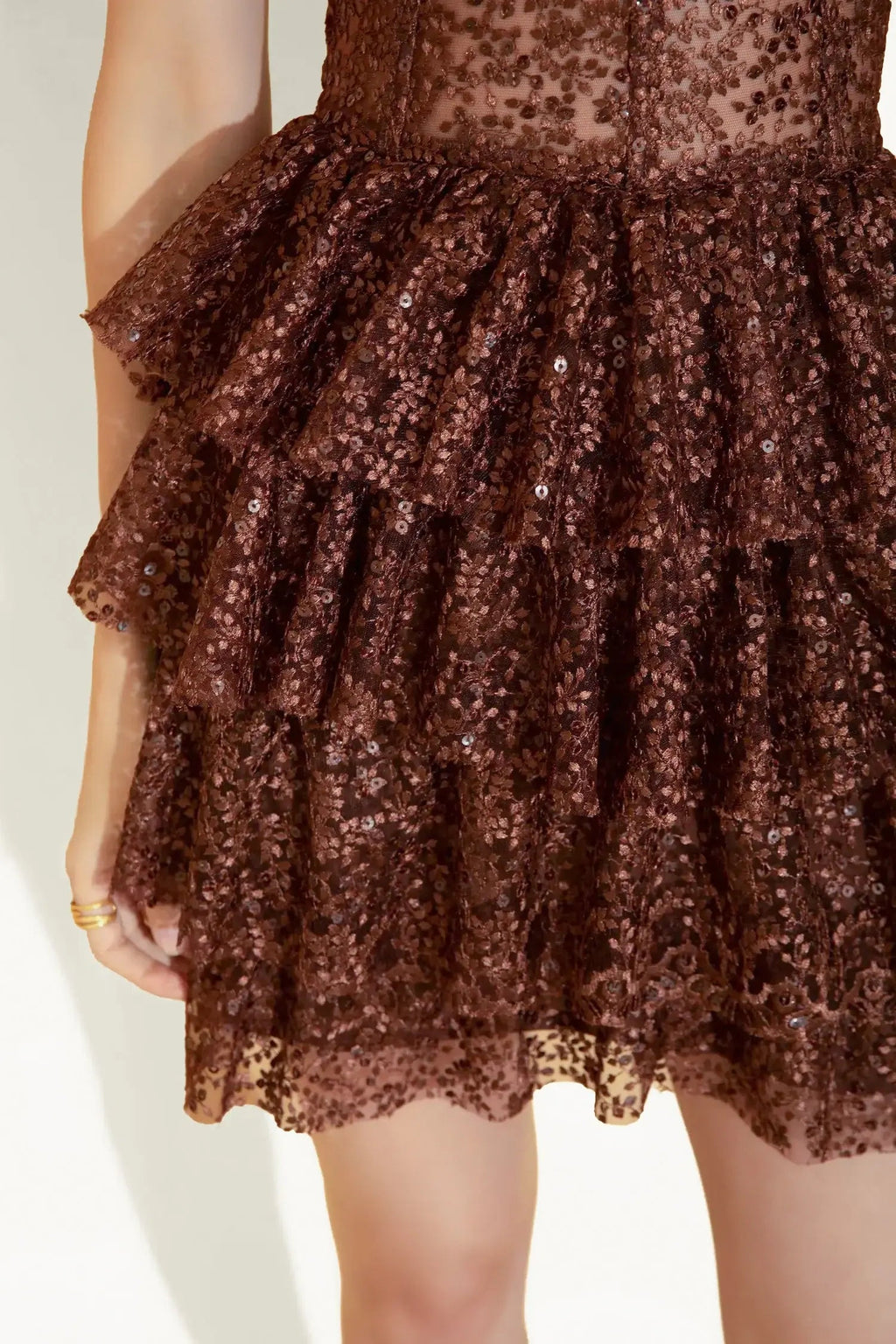 Brown Corset Tiered Dress