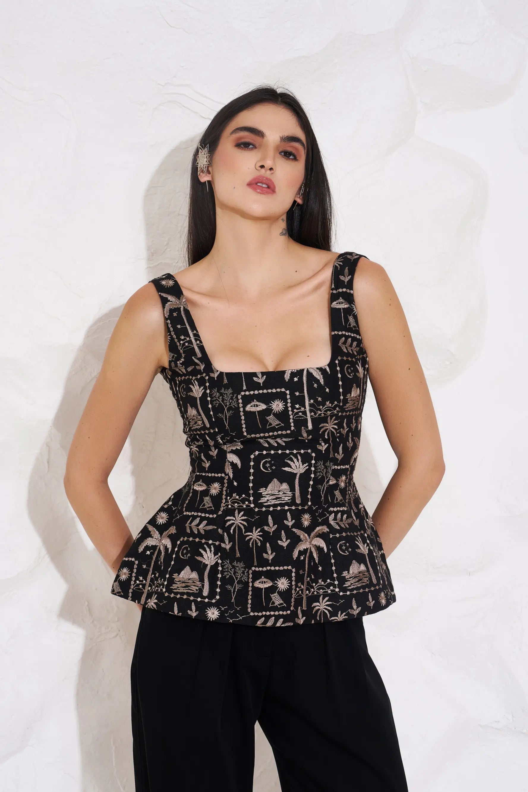 MIA Embroidered Peplum - TOPS